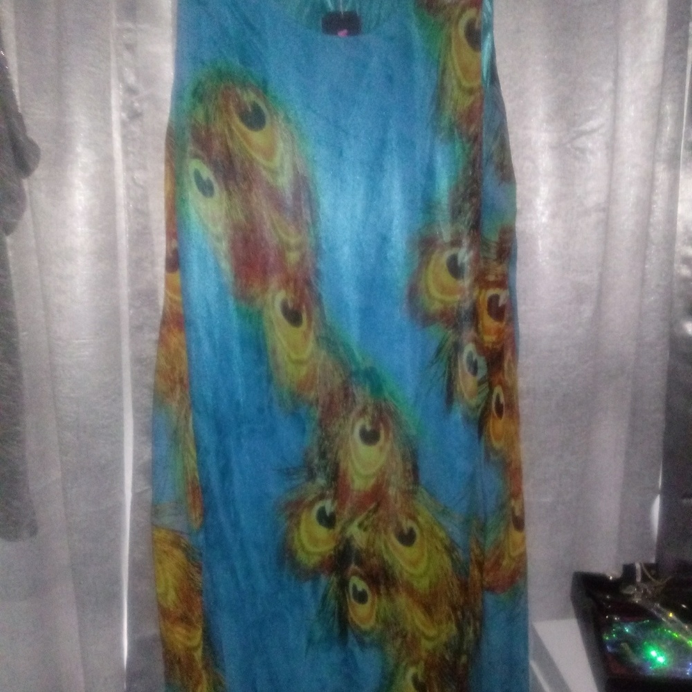 Peacock print dress
